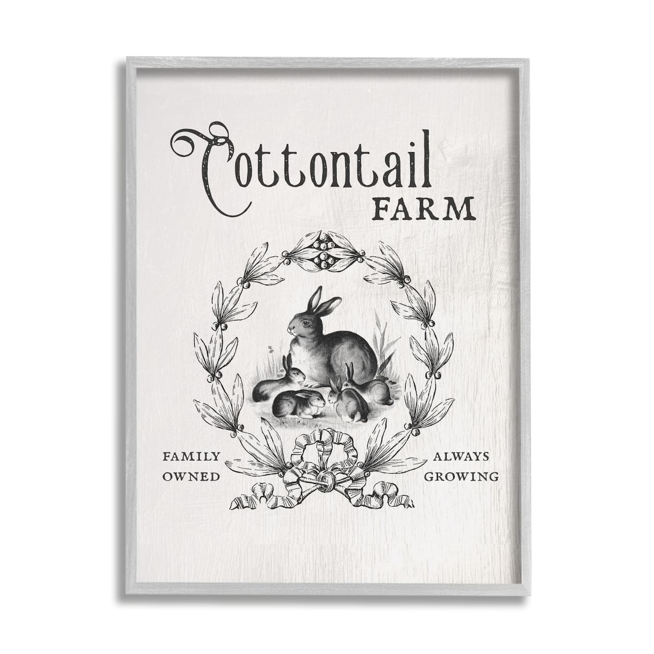 Stupell Industries Cottontail Farm Vintage Advertisement Rabbit Family Country Illustration Framed Wall Art